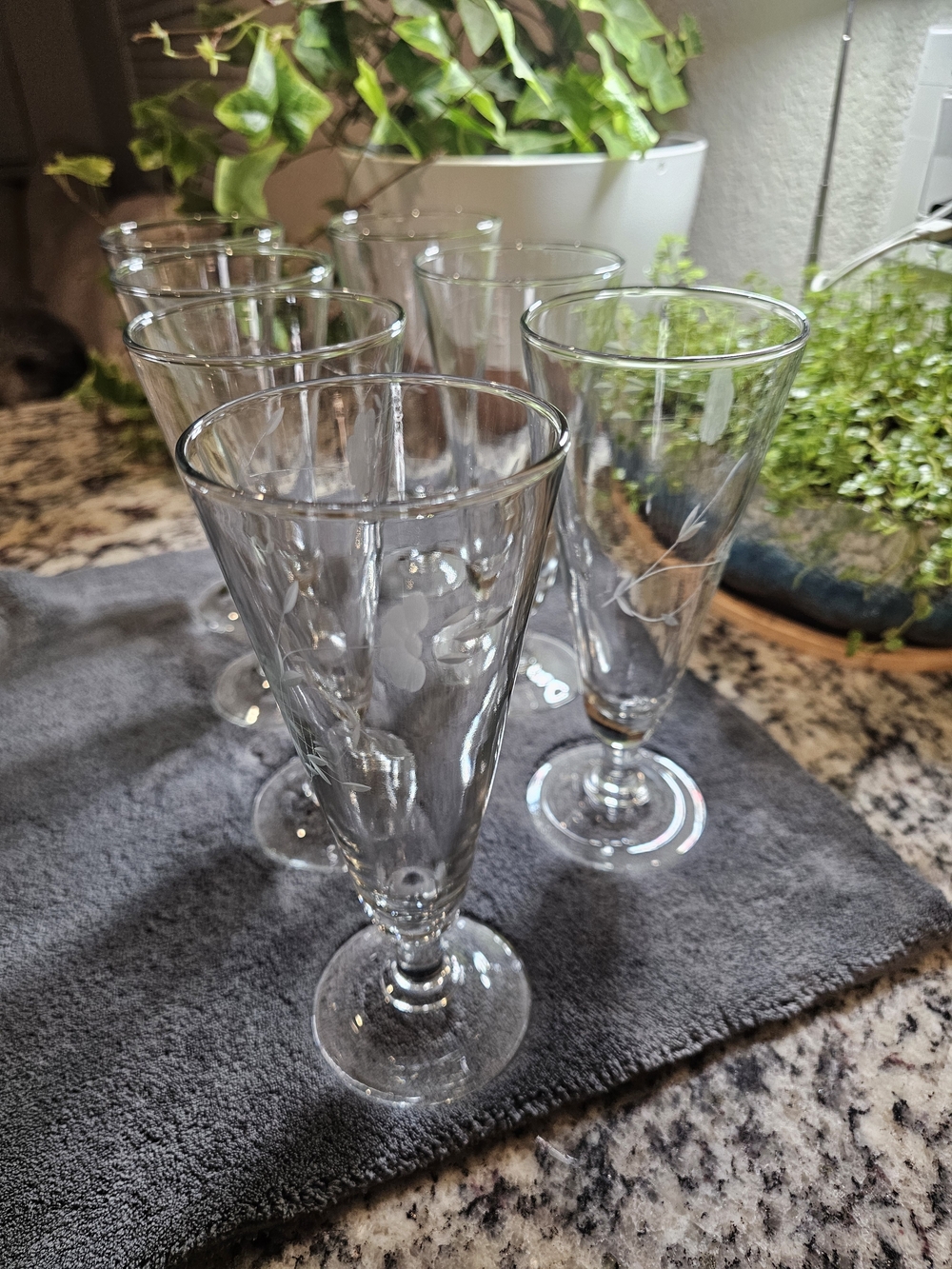 Princess House Heritage Pilsner Parfait Glasses 442 Etched Crystal Set 6 + Bonus